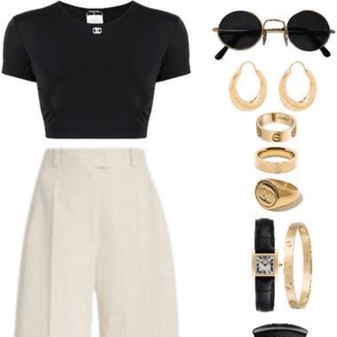 Black/beige outfit