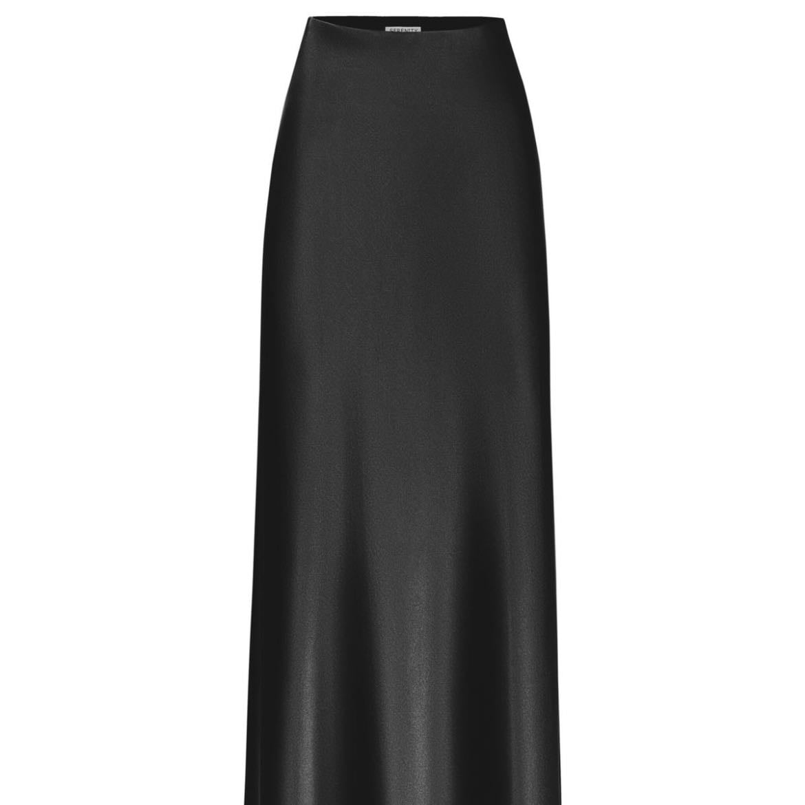 ALYSSA BLACK HEAVY-WEIGHT SILK SATIN MAXI SKIRT