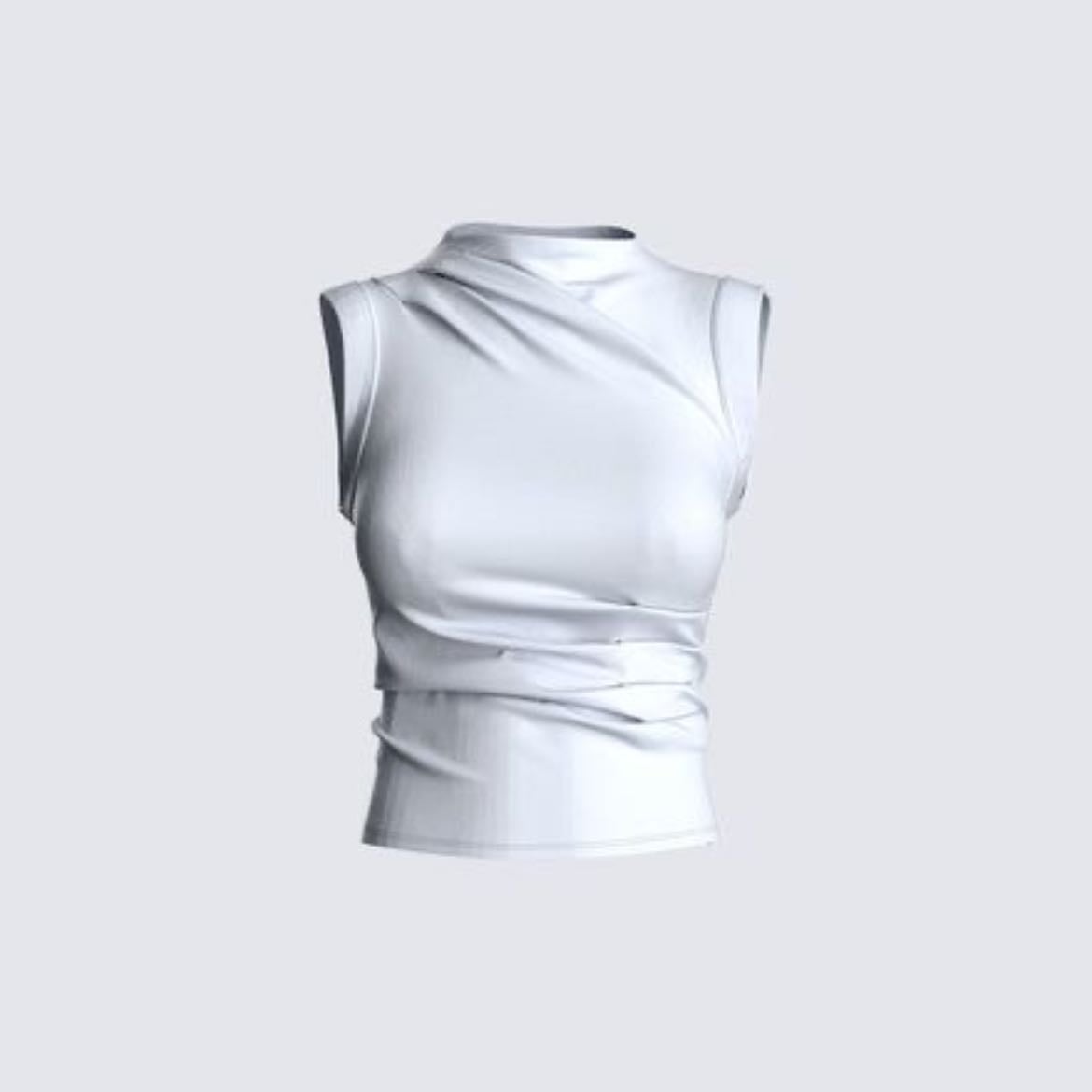 Norah Light Grey Pleated Top