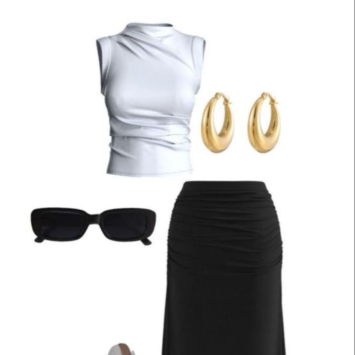 Black skirt / white top