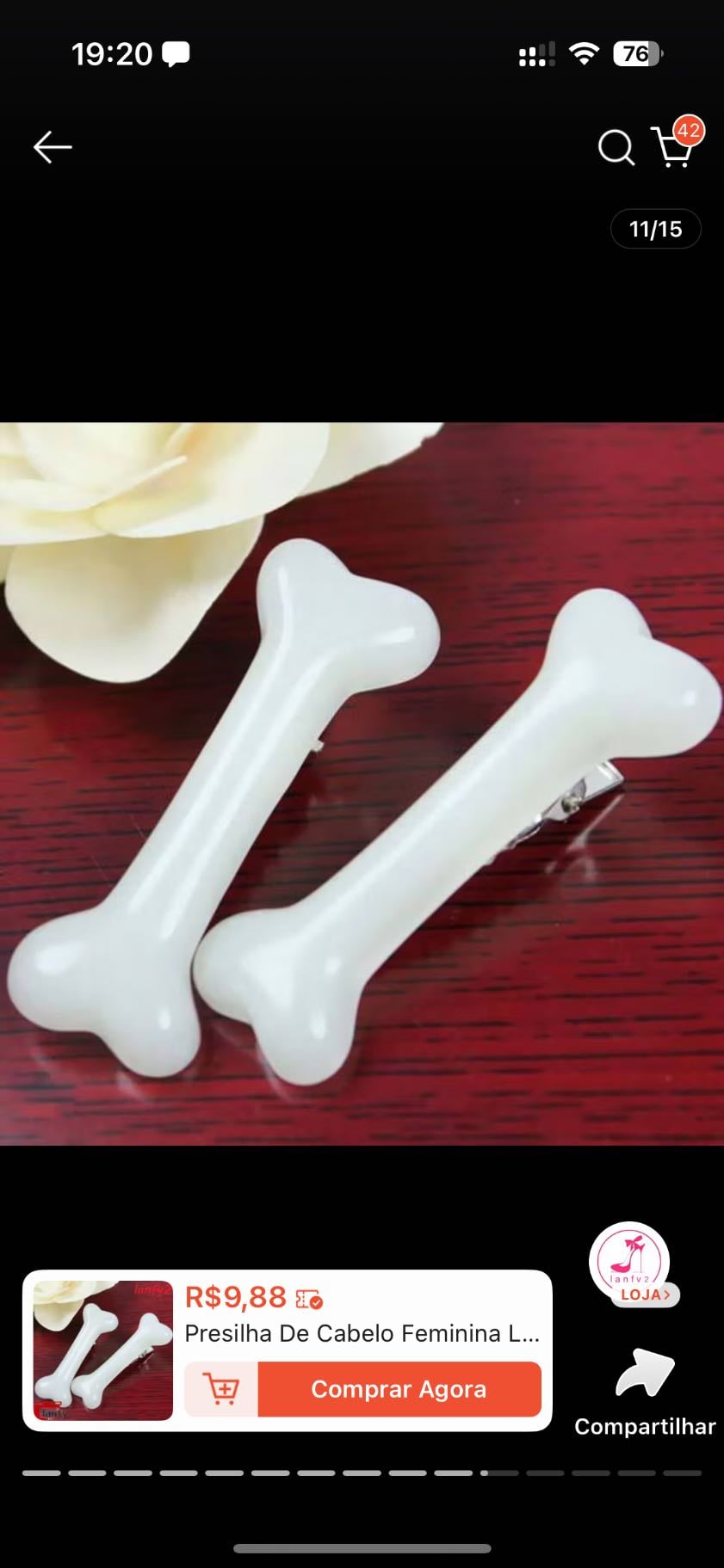 presilha de osso - 10,54 na shopee