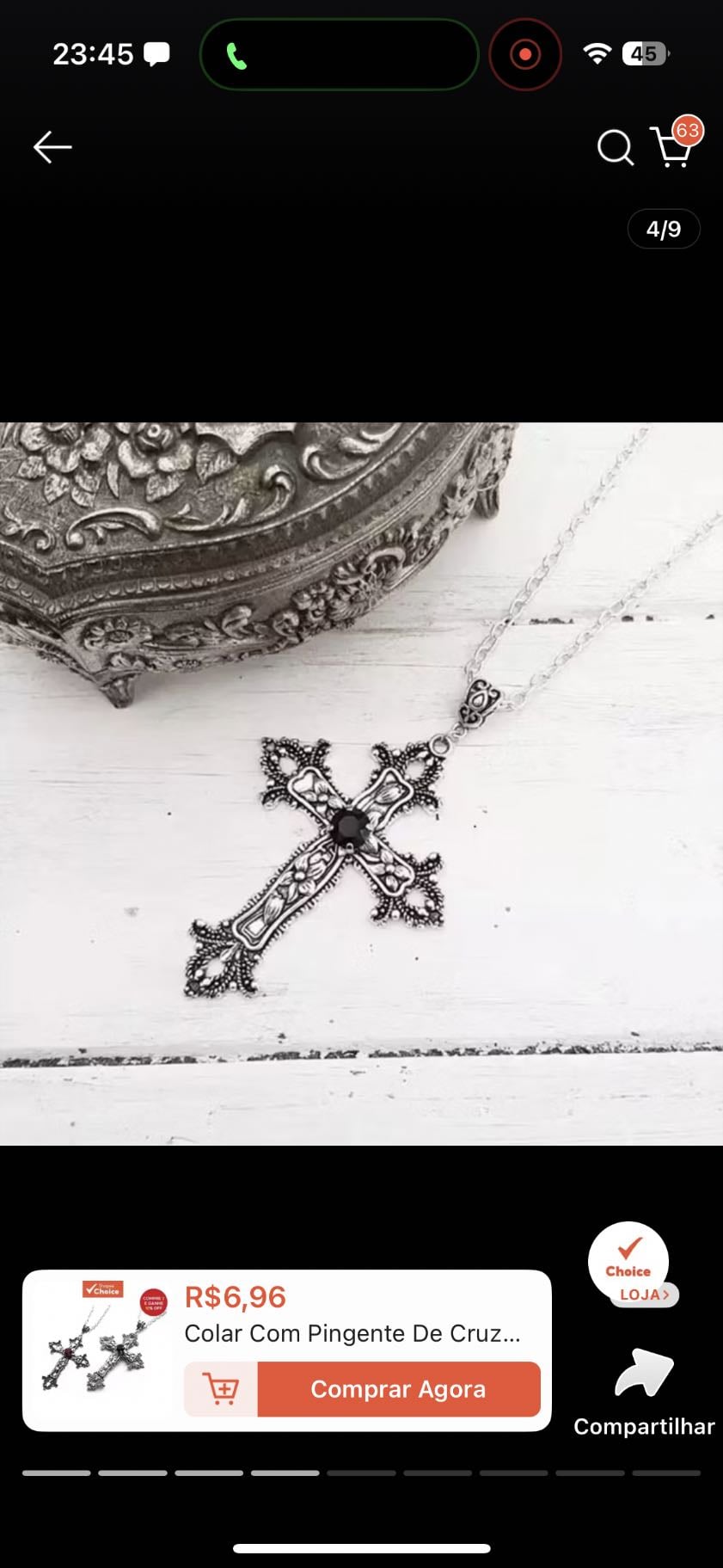 colar cruz - 6,96 na shopee
mesma loja de aneis foda