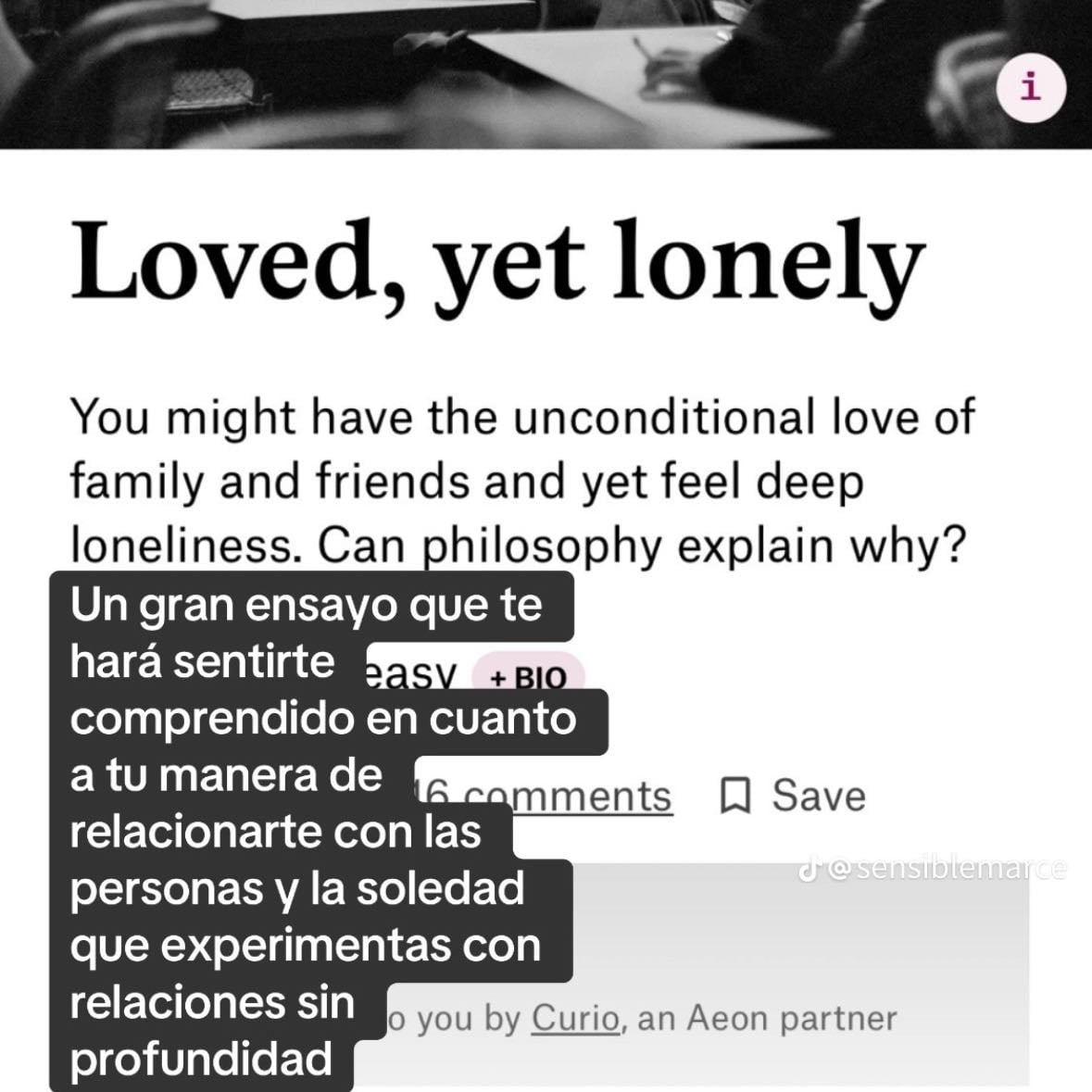 Loved, yet lonely