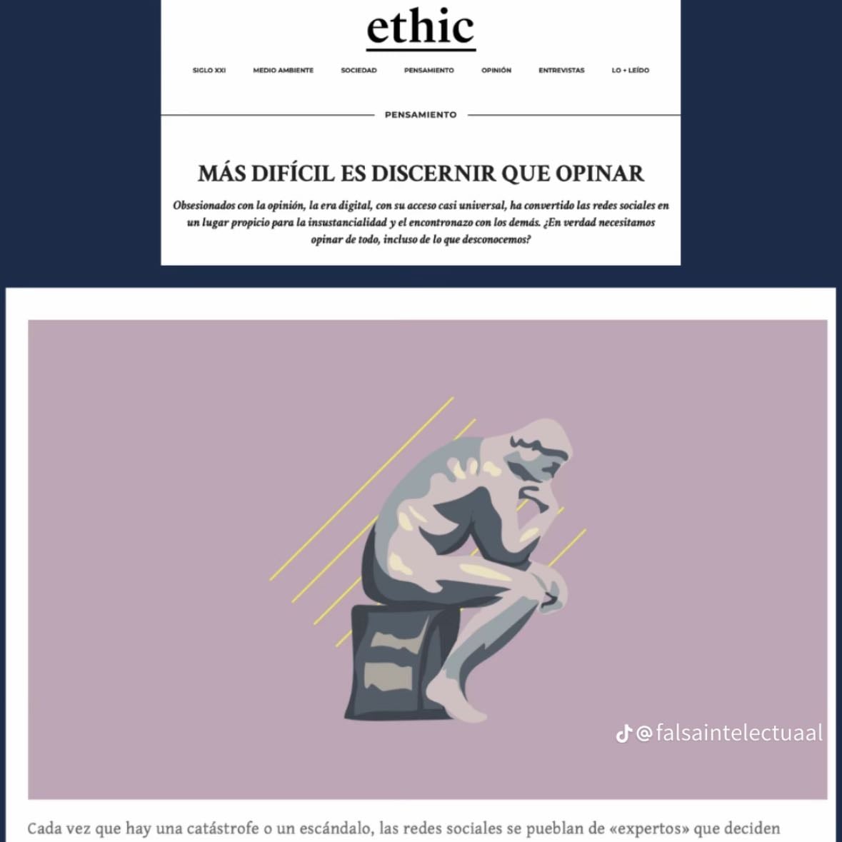 Más difĂcil es discernir que opina