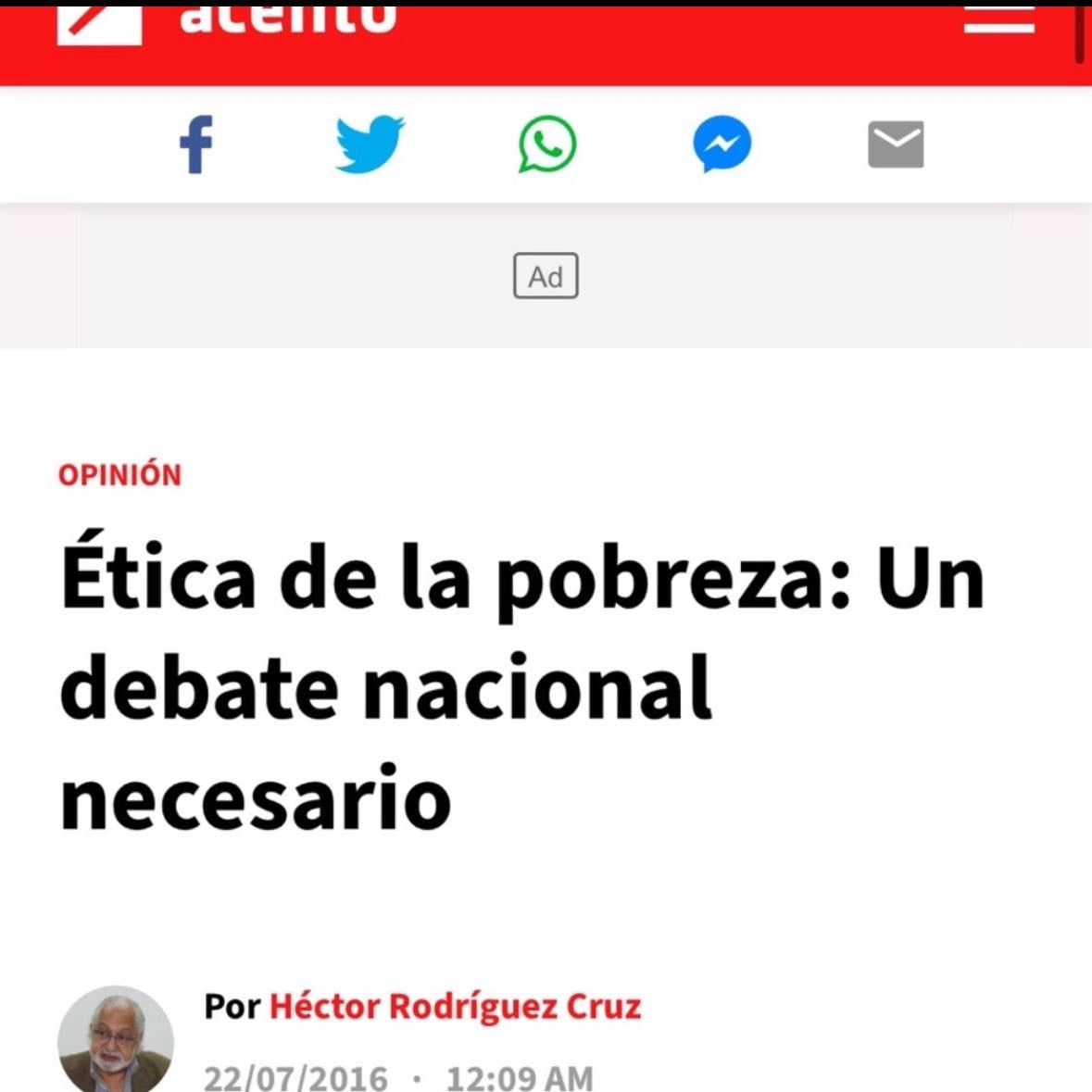 Ética de la pobreza: un debate nacional necesario
