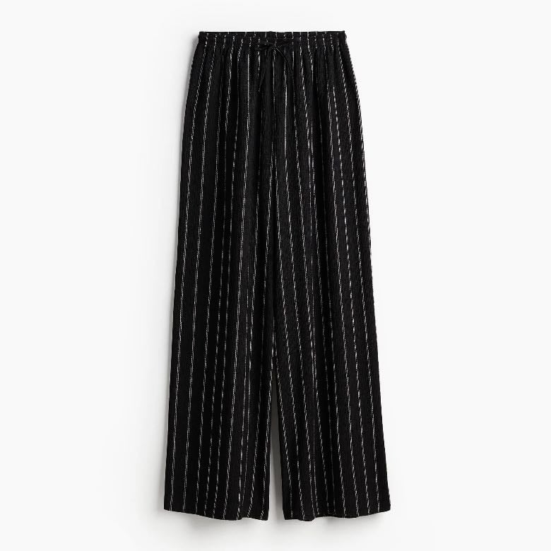 Pantalón Lino a Rayas — Negro