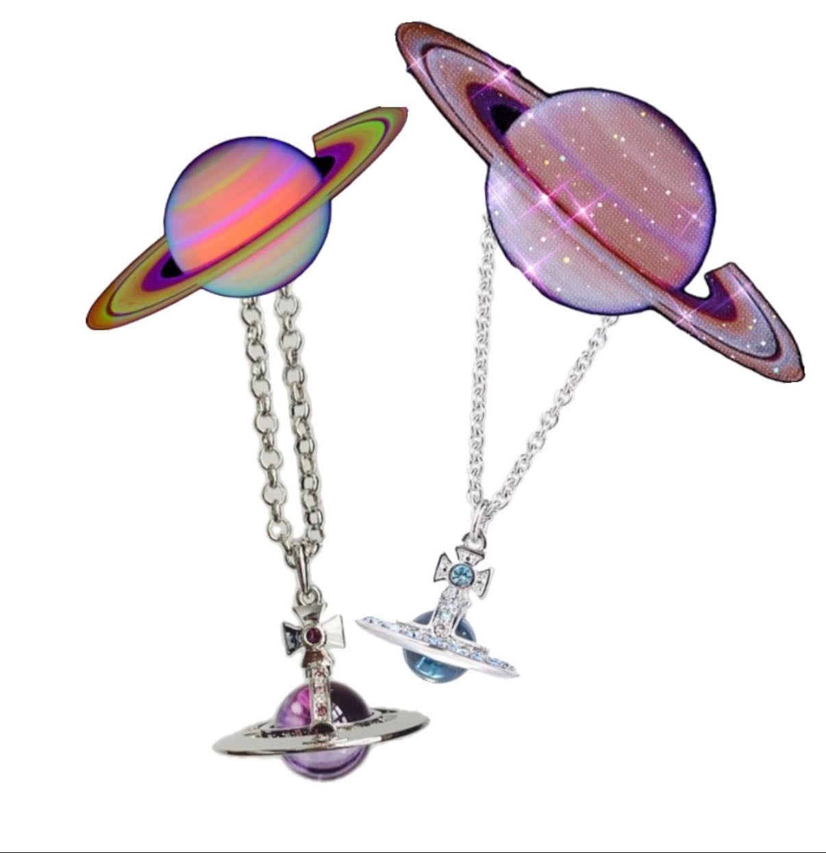 Vivienne Westwood Saturn necklace - Pink/purple