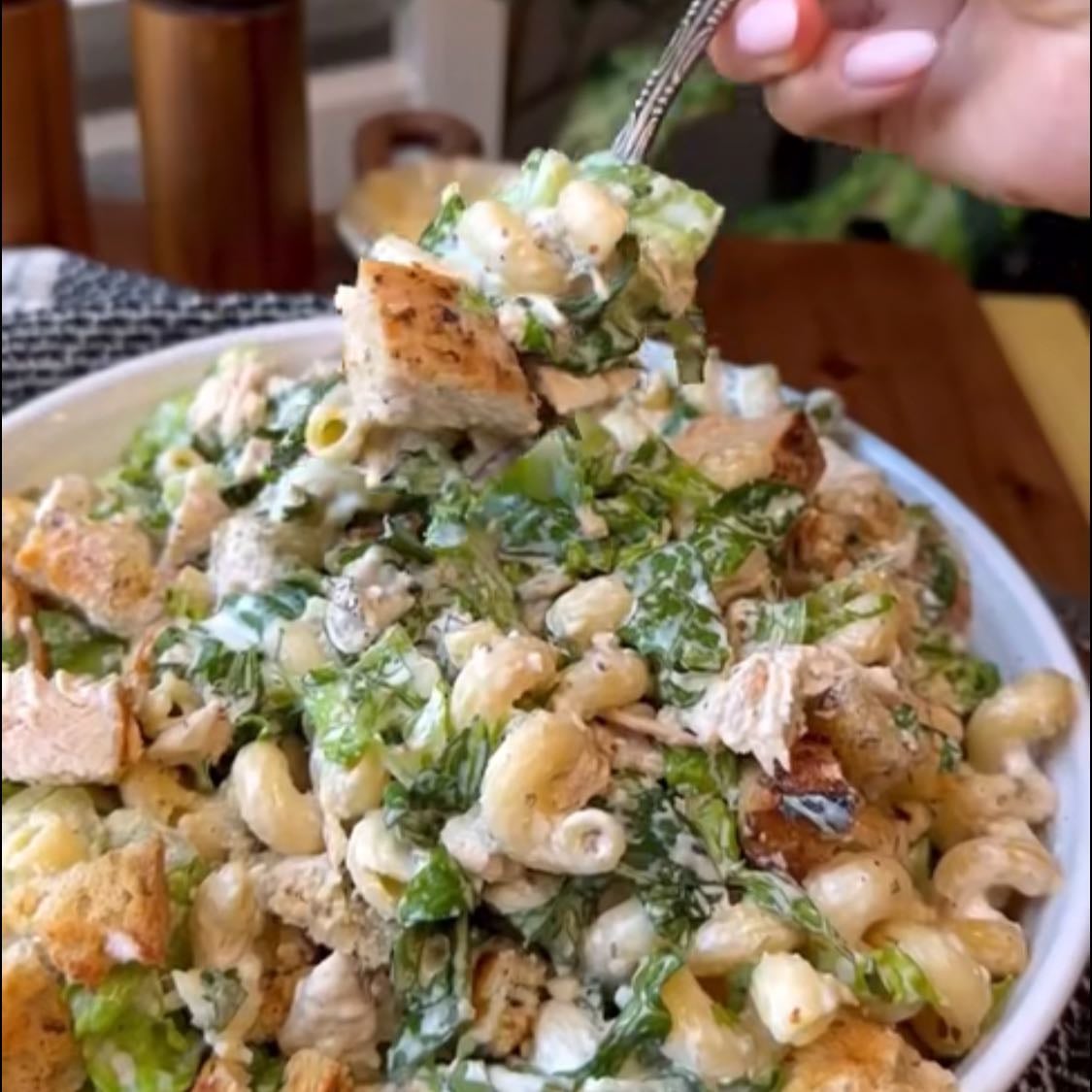 Chicken Caesar pasta salad