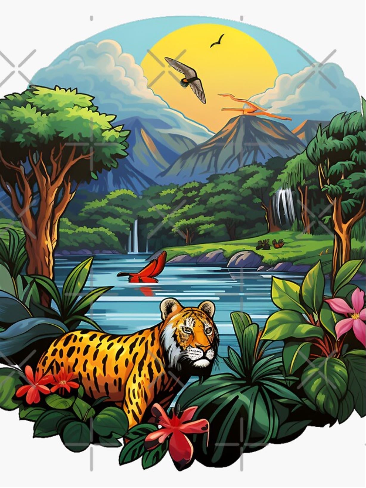 Rainforest poster - To hang from the ceiling, for environment-themed desk grouping, the rainforest group!