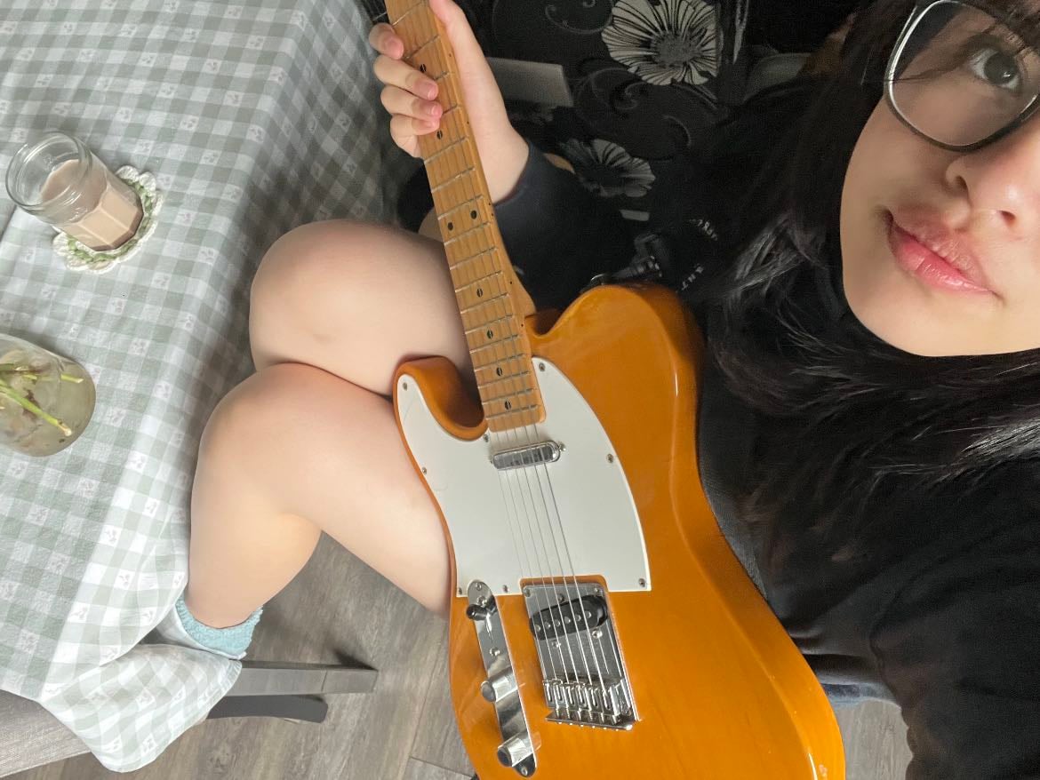 playing the guitar
