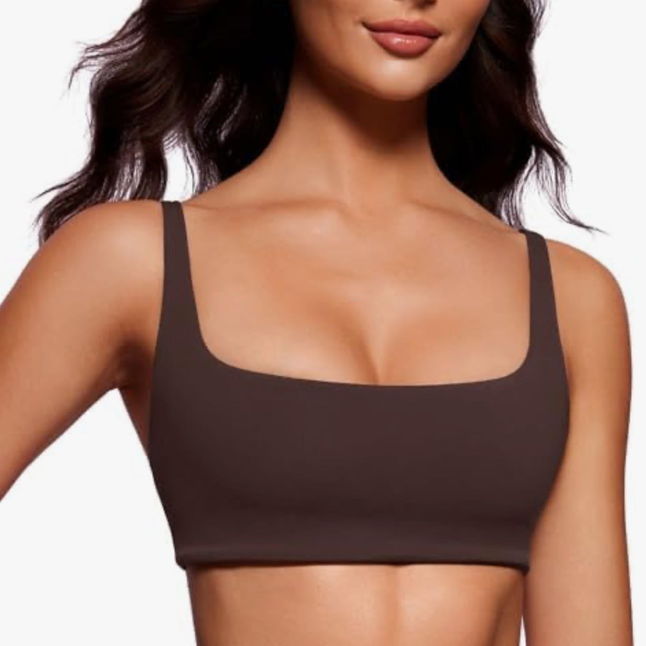 CRZ Yoga Top - Top de escote cuadrado en Marrón Fudge