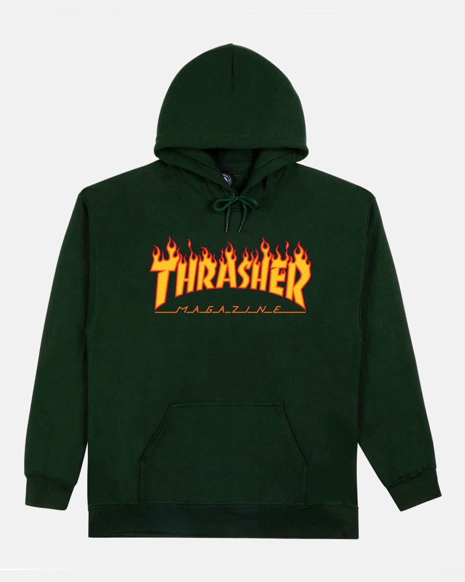 FLAME - HOODIE - FOREST GREEN - Thrasher Magazine