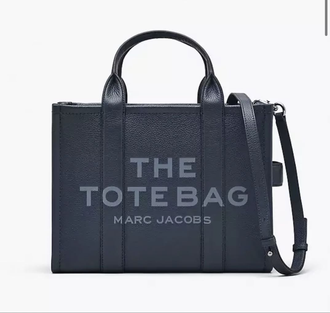 THE LEATHER MEDIUM TOTE BAG - blue sea