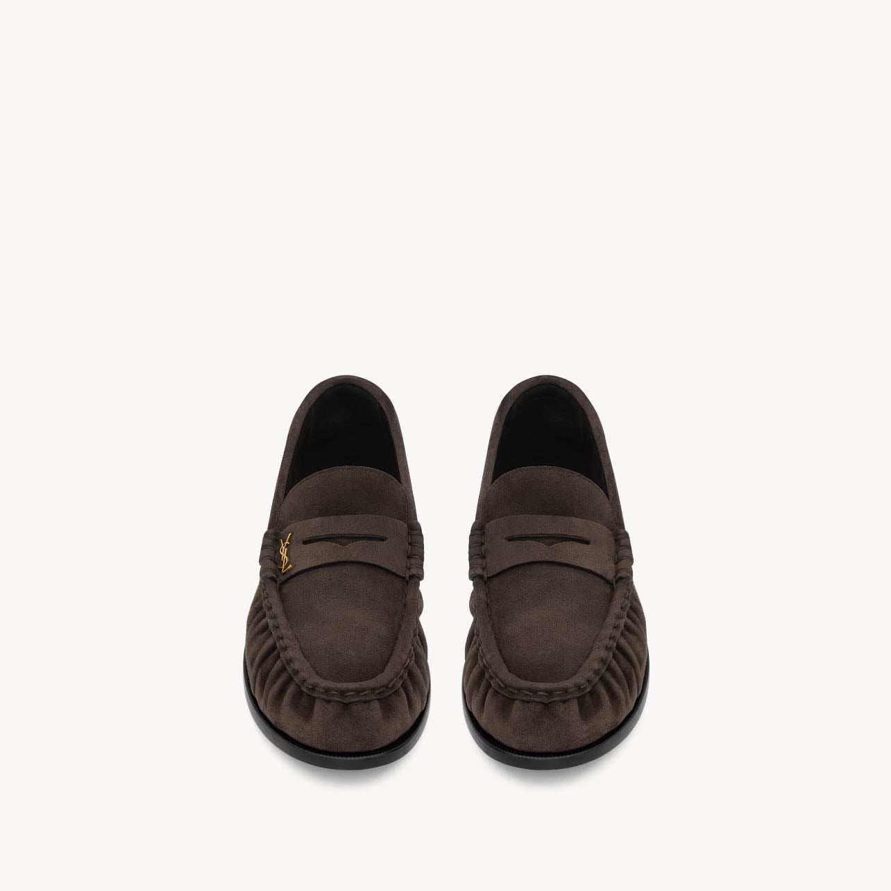 YSL Le Loafer Supple in Suede - Color: Dark Chocolate