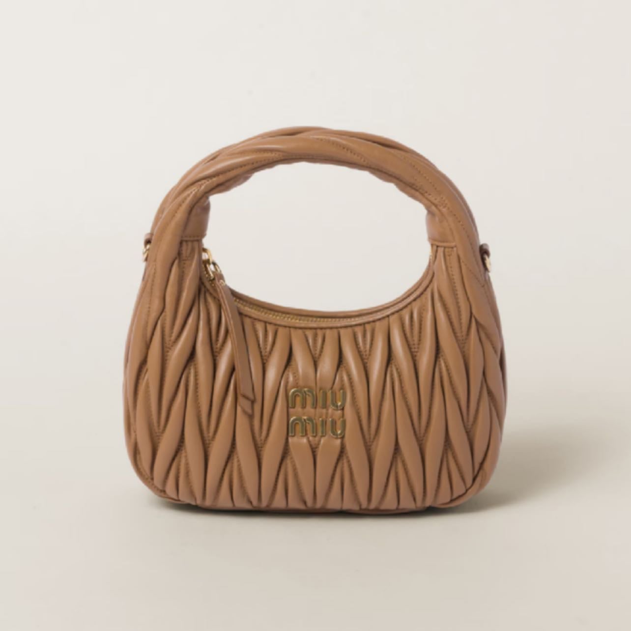 Miu Miu Wander Matelassé Nappa Leather Hobo Bag - Color: Caramel, Powder Blue, Soygreen, White, Black
$2900
