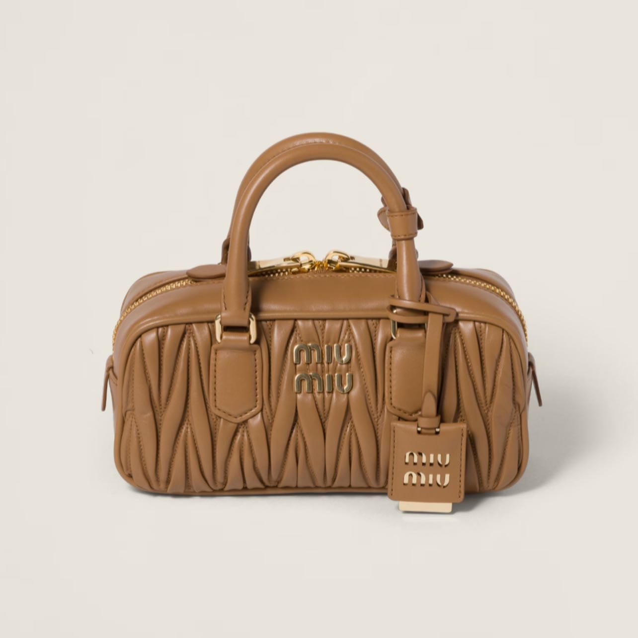 Miu Miu Arcadie Matelassé Nappa Leather Bag - Color: Caramel, Powder Blue or Briarwood
$3200
