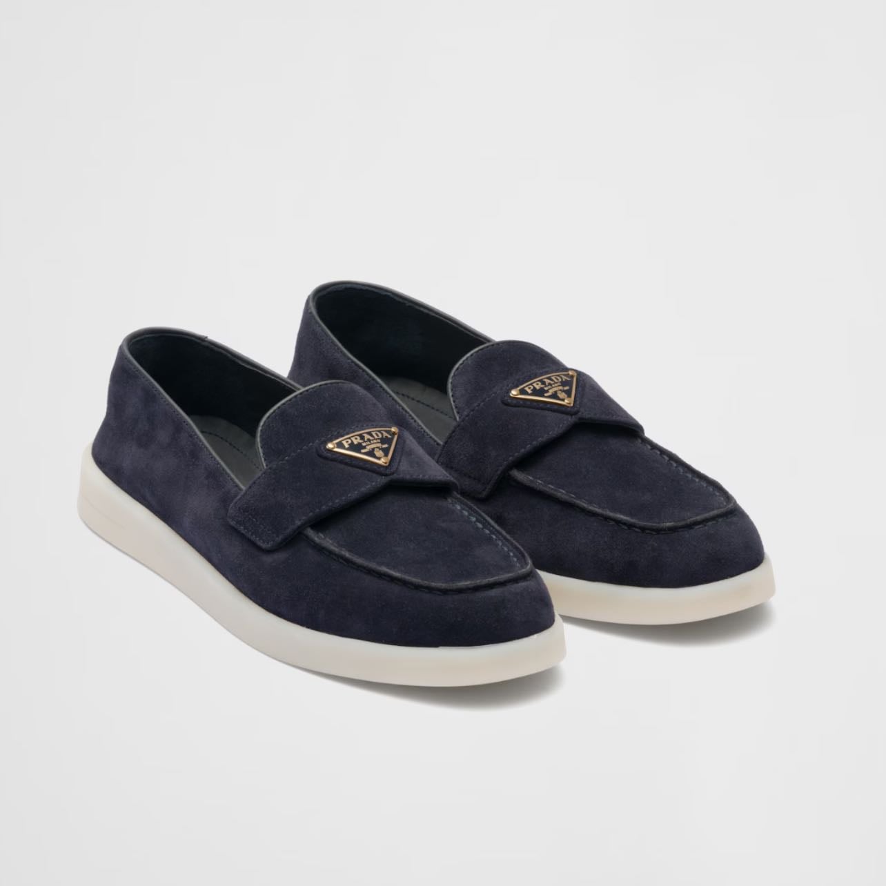 Prada Suede Leather Loafers - Color: Navy