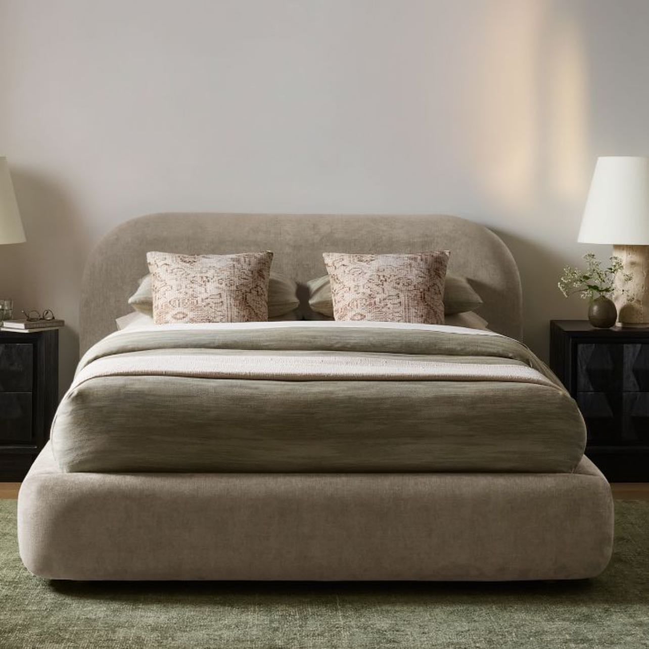 West Elm Laurent Bed - Color: Clay Performance Distressed Velvet or Dune Performance Distressed Velvet $1499
Color: Sand Performance Velvet $1399