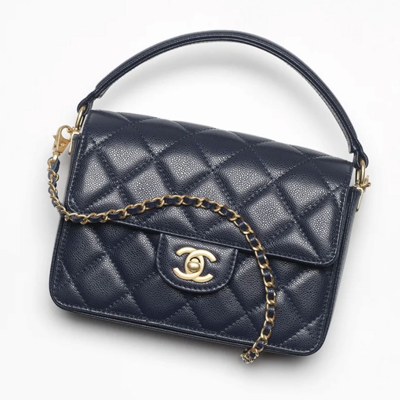 Chanel Small Flap Bag with Handle - Color: Navy Blue
$6000