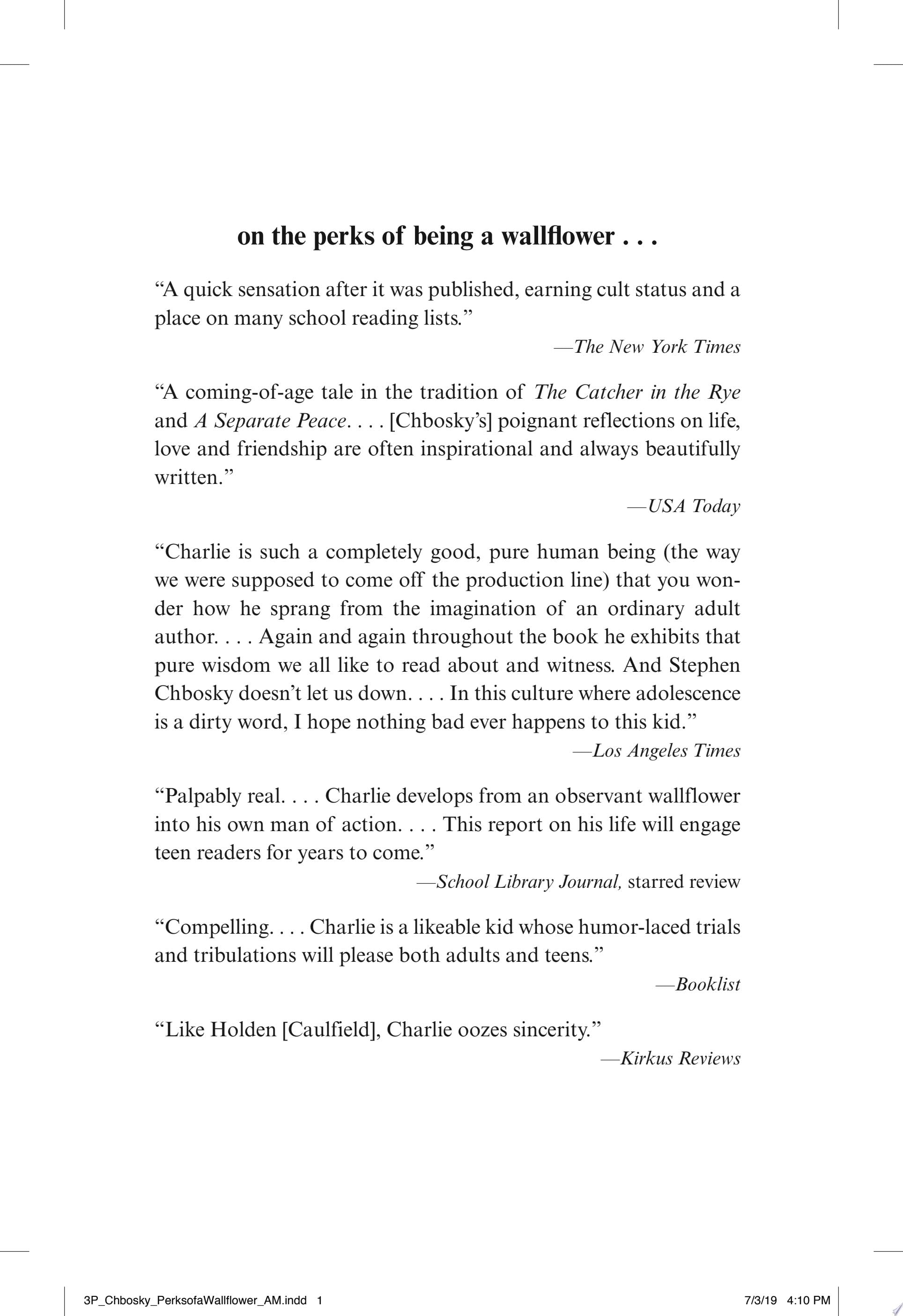 The Perks of Being a Wallflower - Stephen Chbosky · 2012