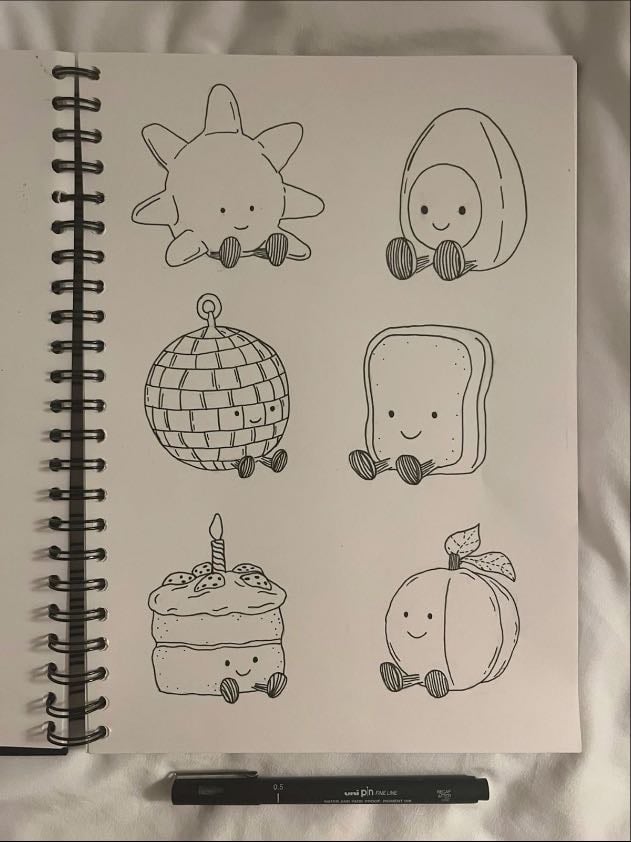 Drawing - Don’t say “I’m not good at drawing” as an excuse, it doesn’t have to be perfect! Plus there’s plenty of things you can draw. Maybe you suck at drawing people but you’re good at doing animals! You never know. The jellycats in the image aren’t too hard so you could try those!