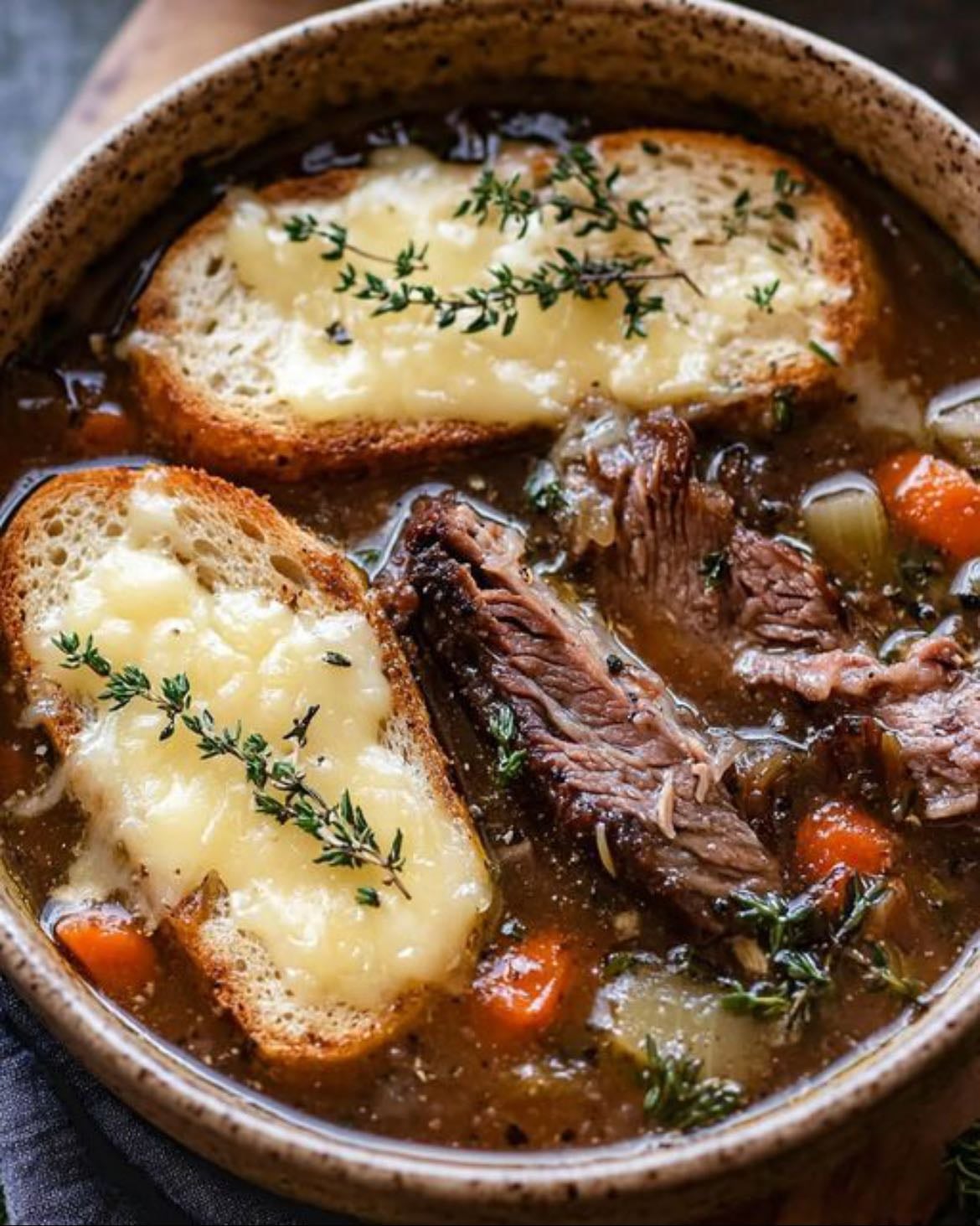 French Onion Soup w/ Braised Short Ribs - Soup