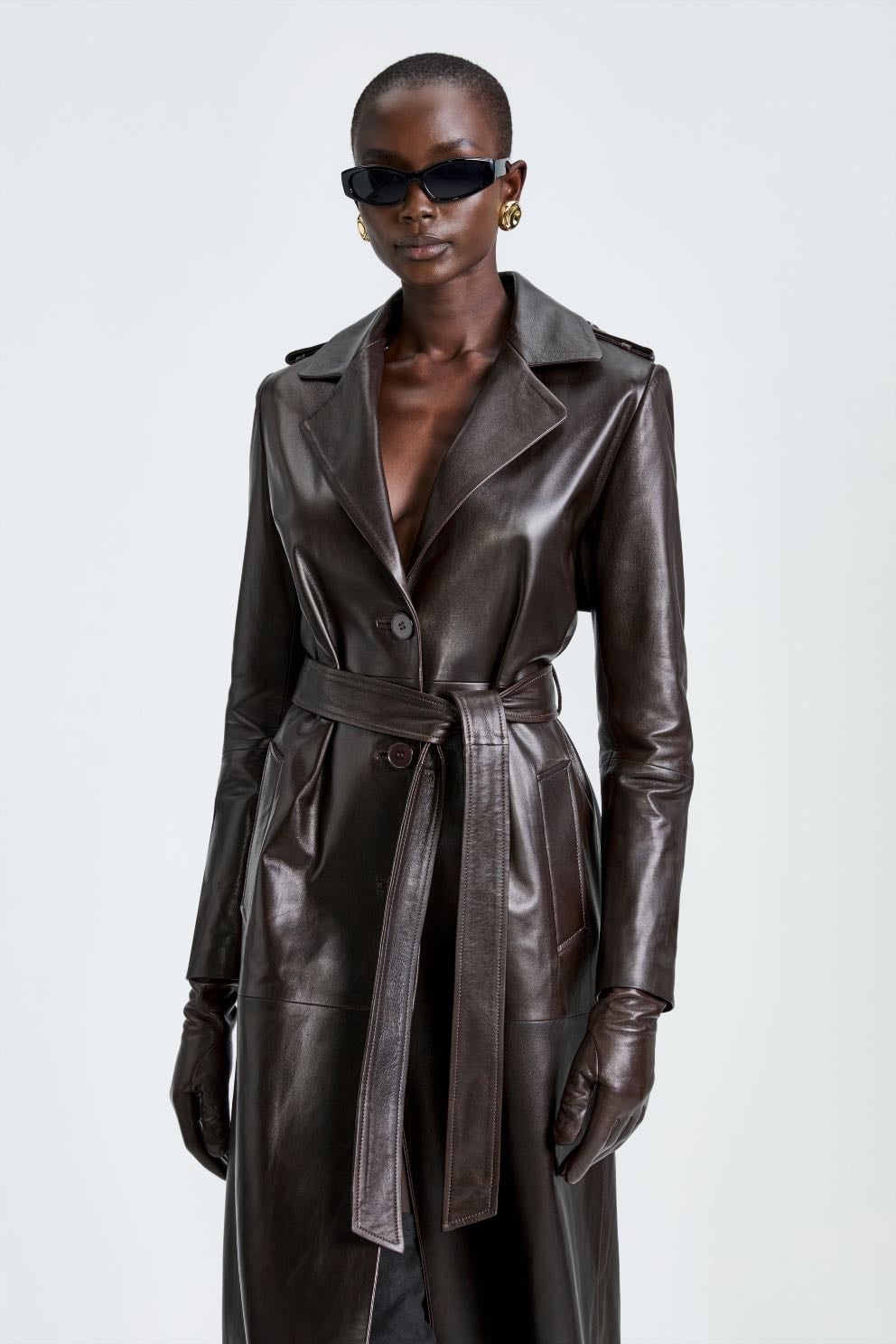 Long leather trench coats