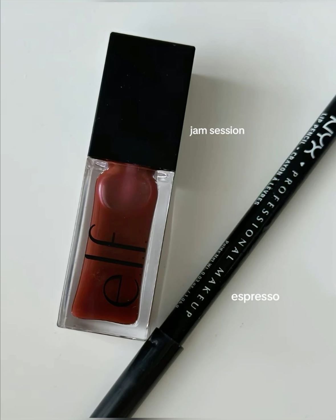 nyx lipliner espresso + elf jam session