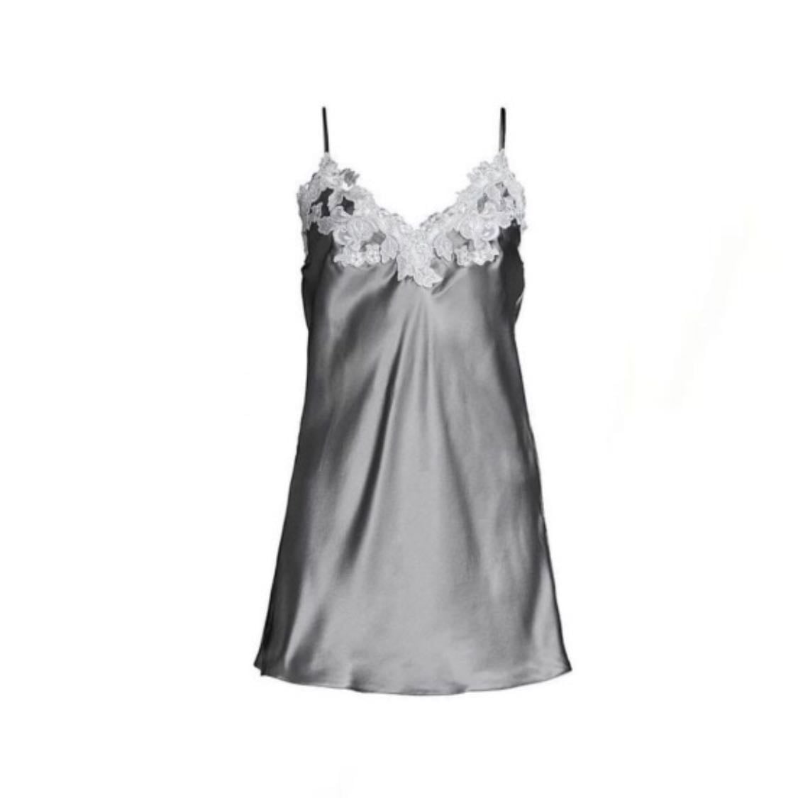 Womens Maison Lace Satin Dress in grey - $720 USD