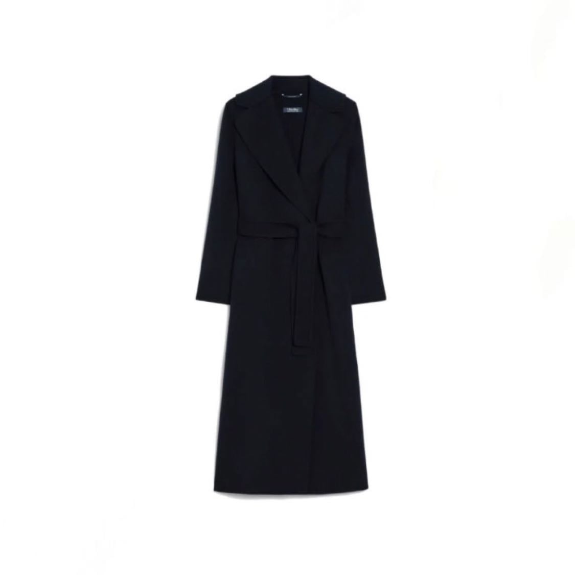 Wool Coat with belt in midnight blue - $ 1009 USD
