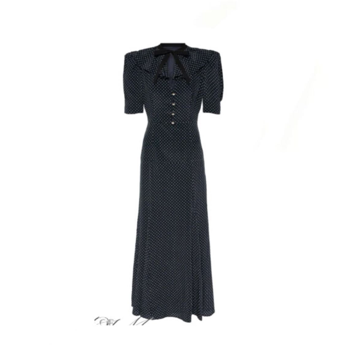 Polka dot patterned bow embellished silk maxi dress - Unavailable