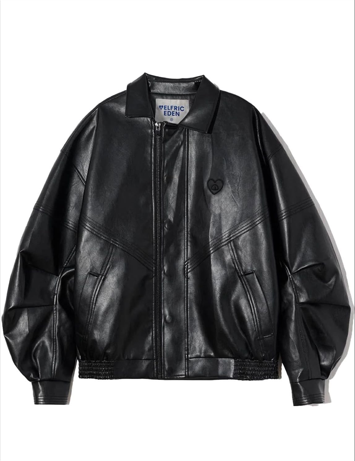 elfric eden leather jacket - black