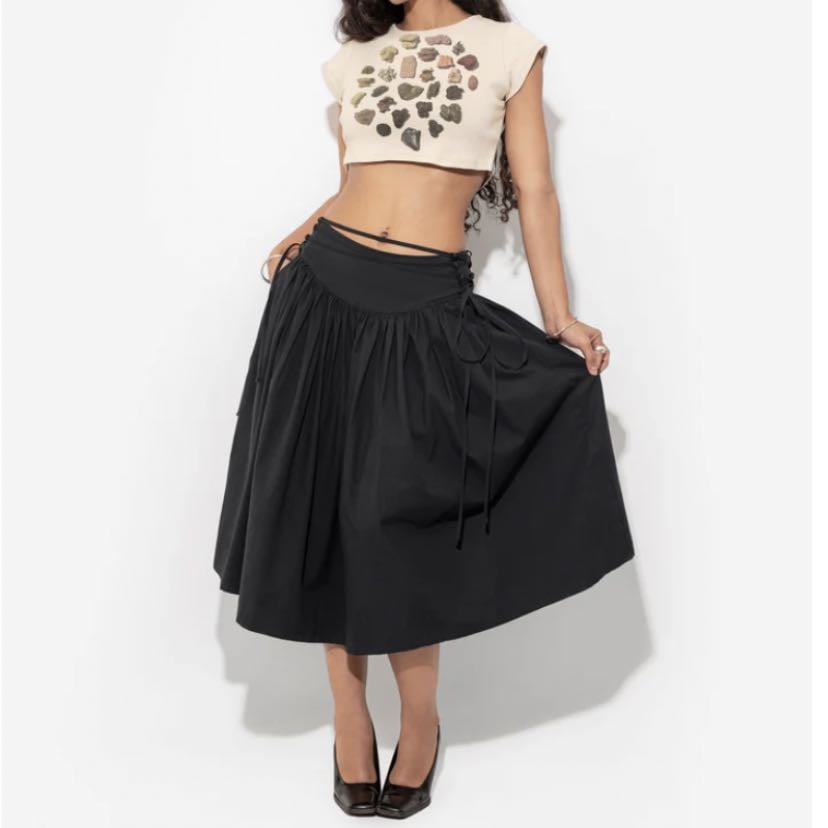 TWISTING VINES SKIRT IN CHARCOAL - Ella Mae