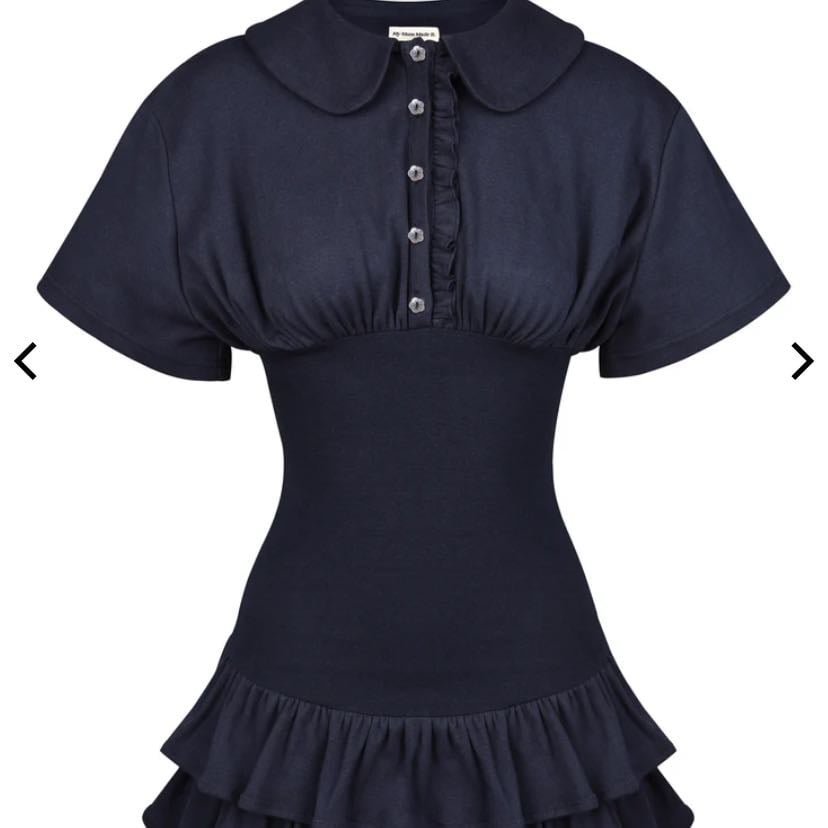 My Mum Made It COLLAR FITTED FRILL DRESS - NAVY - My Mum Made It