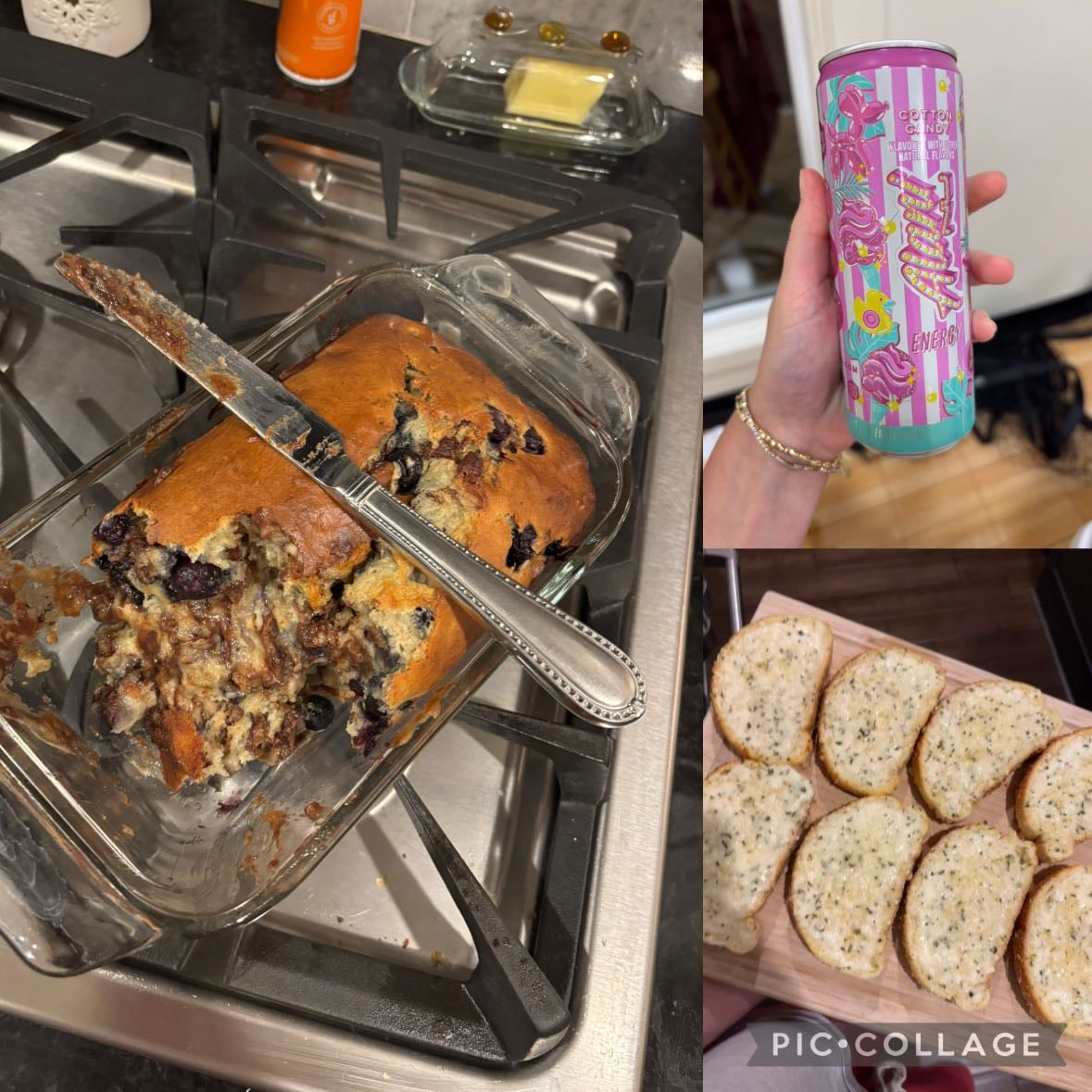 7/16/25 - 2:00
Popcorn
Blends
Sour punch bites
Peanut butter m&ms
Dark chocolate
Alani
2:00 am:
Banana bread
White claw
Slushie
Garlic bread