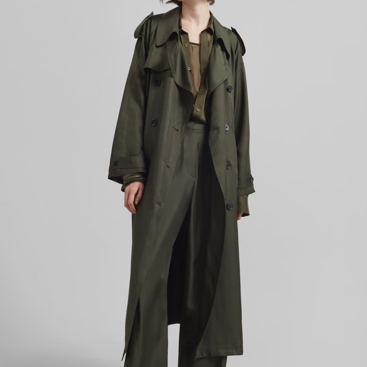 VEYRON SILK TRENCH - KHAKI - $499 USD
