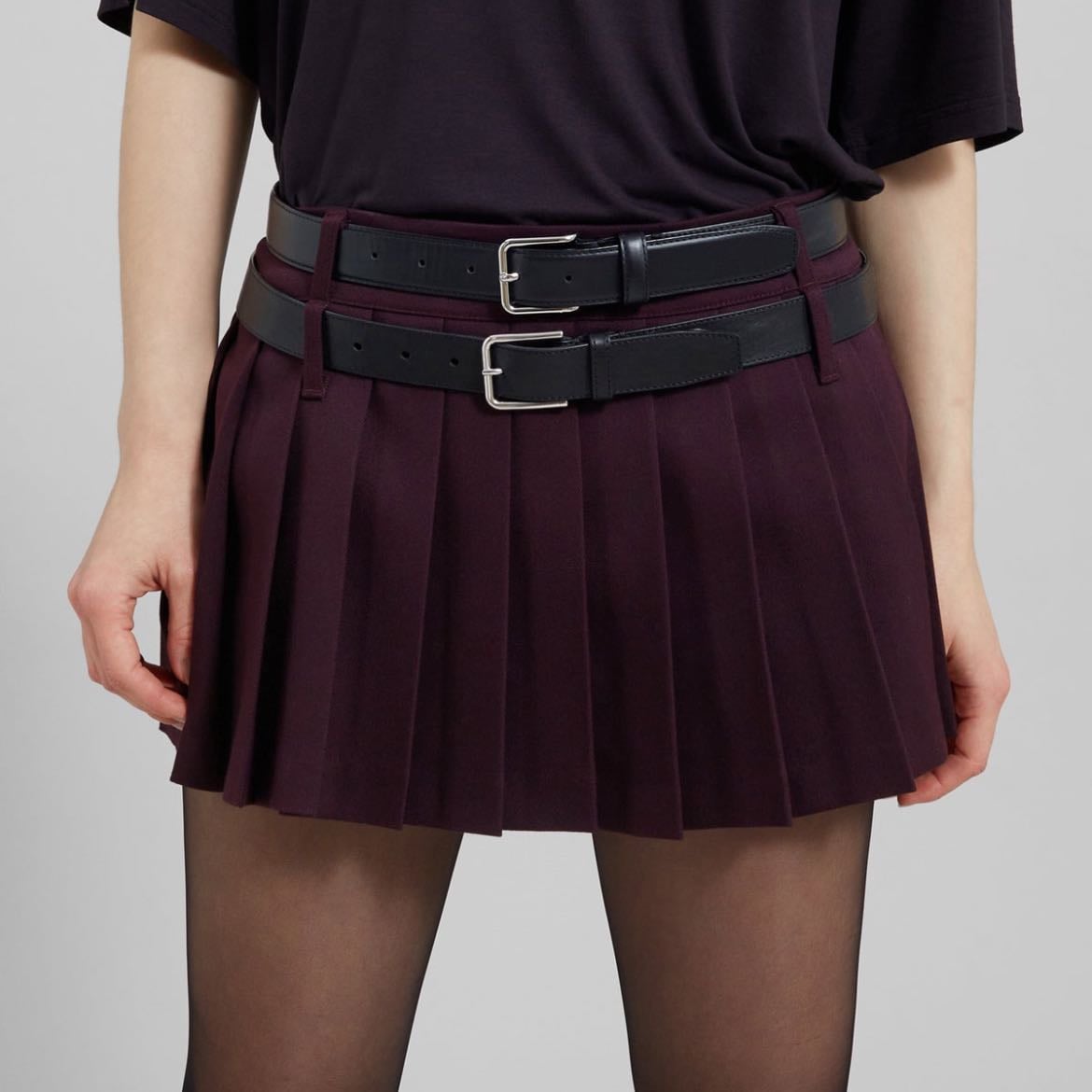 BLAKE MINI PLEATED SKIRT - BURGUNDY - $228 USD