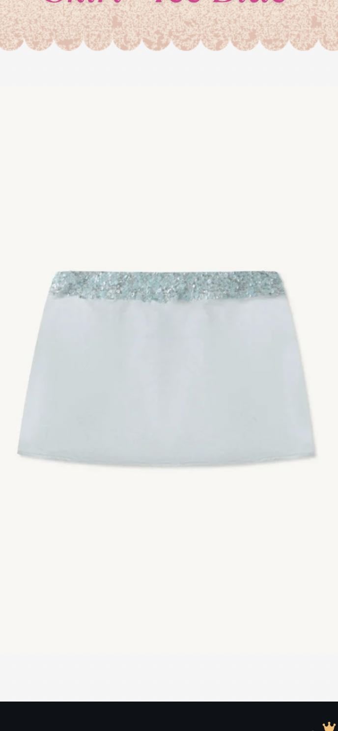 Marina Hand Beaded Mini Skirt - Ice Blue - Asta Resort