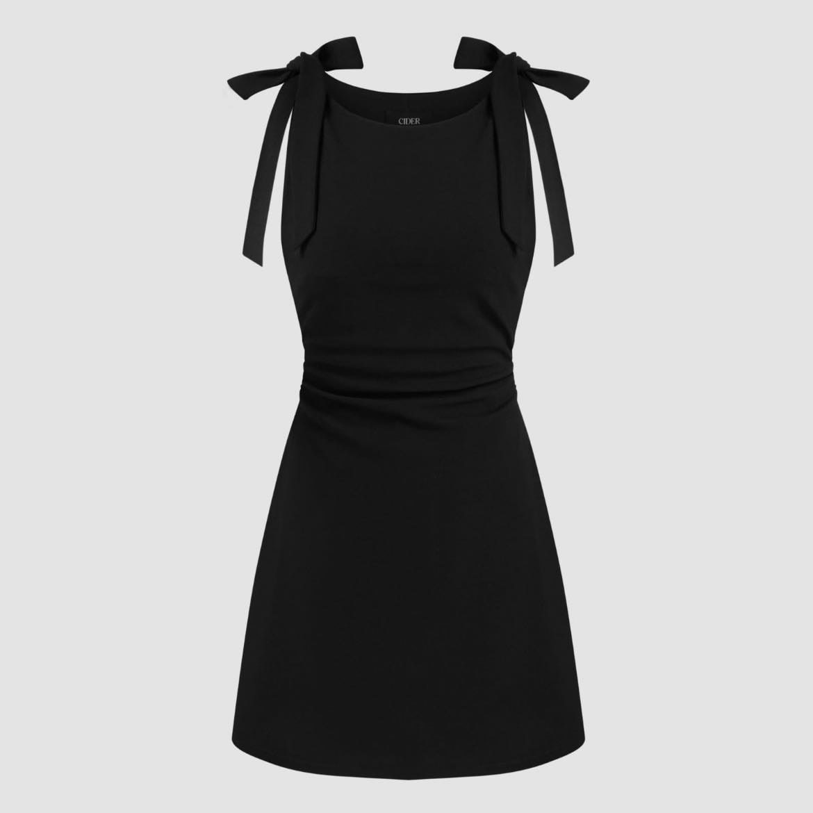 Square Neck Solid Bowknot Mini Dress - Cider