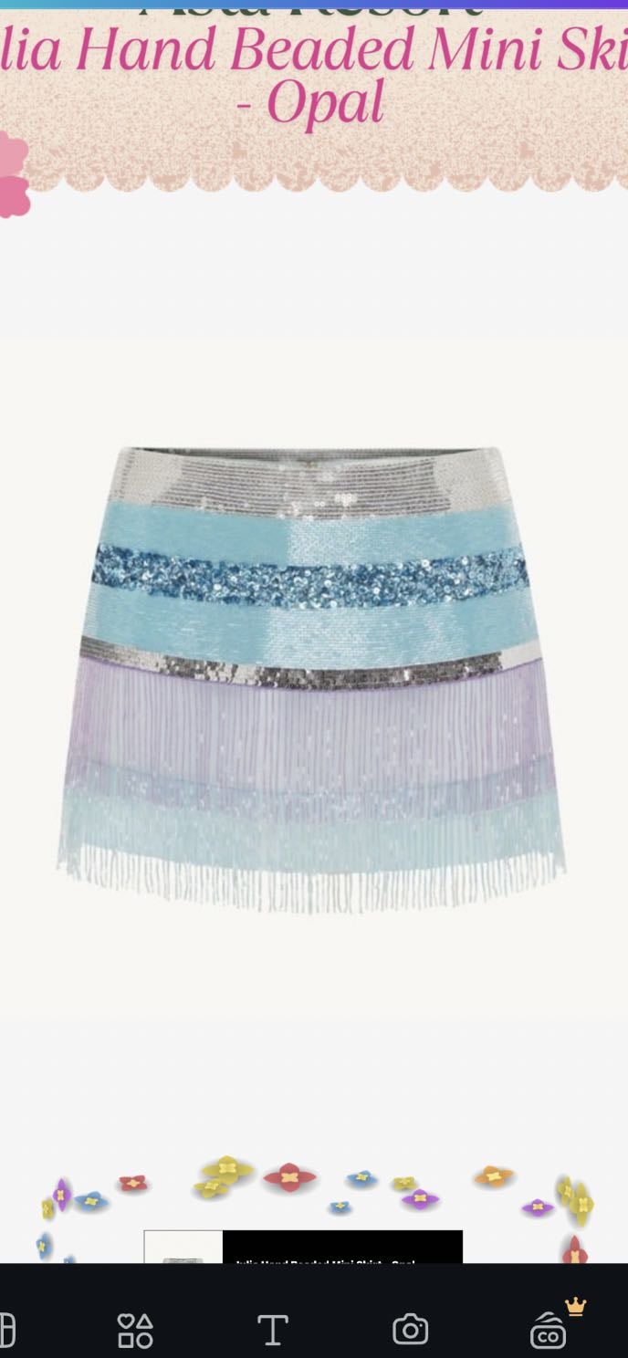 Marina Hand Beaded Mini Skirt - Ice Blue - Asta Resort