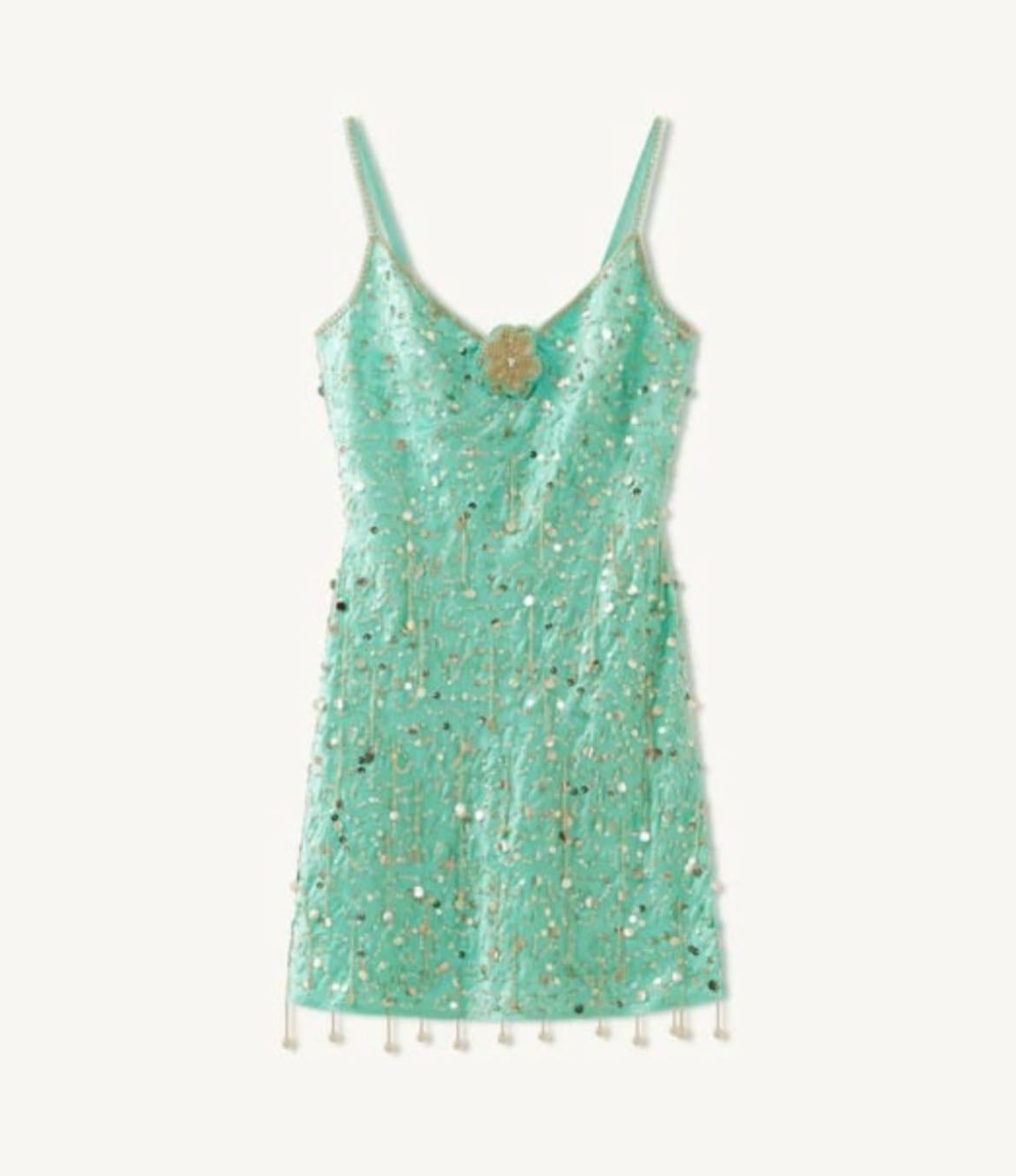 Marta Hand Beaded Mini Dress - Swimming Pool Blue Dress by Asta Resort