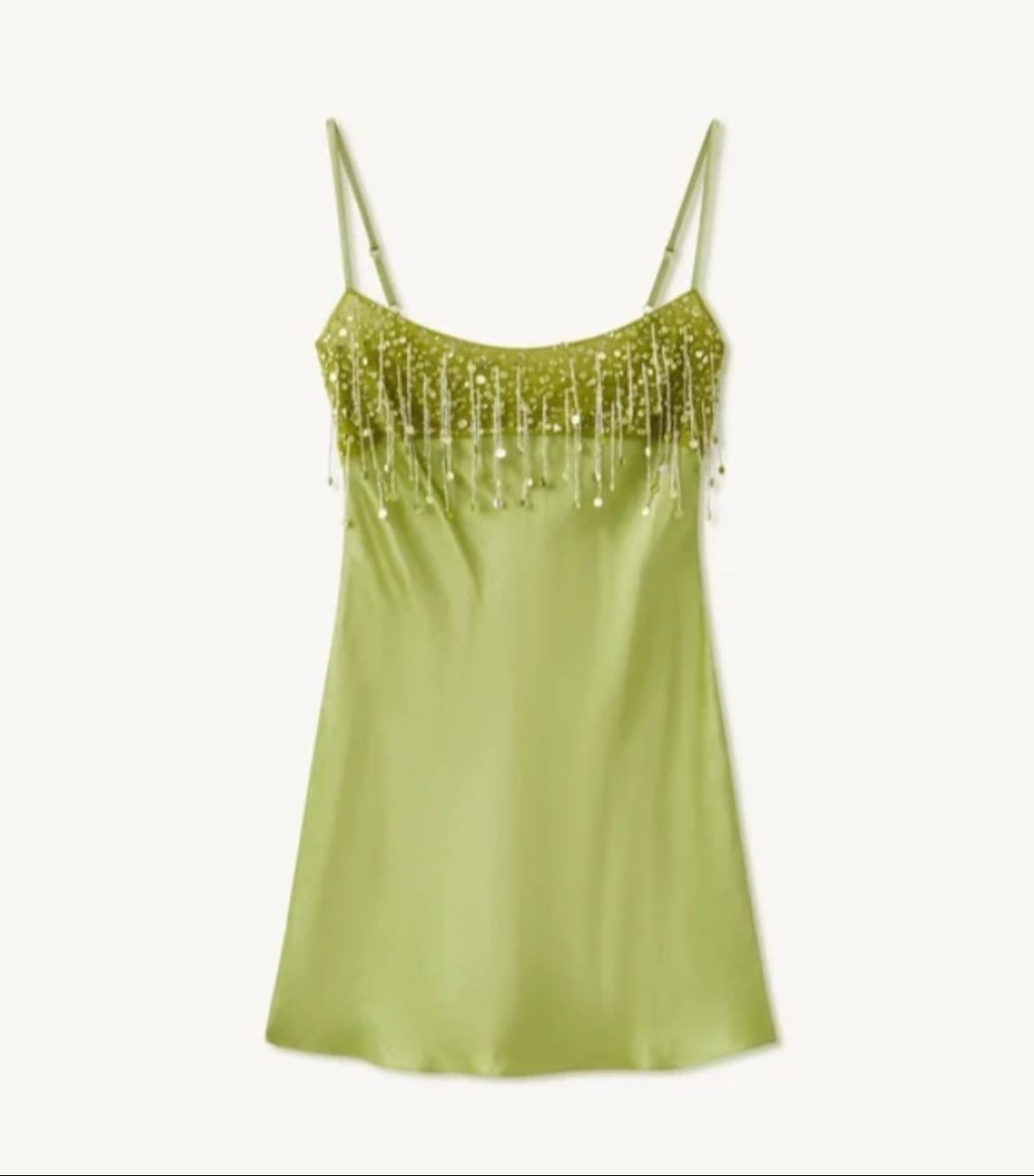 Yasmin Hand Beaded Mini Dress - Chartreuse Dress by Asta Resort