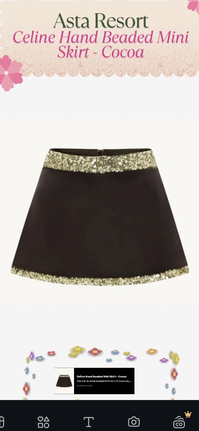 Celine Hand Beaded Mini Skirt - Cocoa - Asta Resort