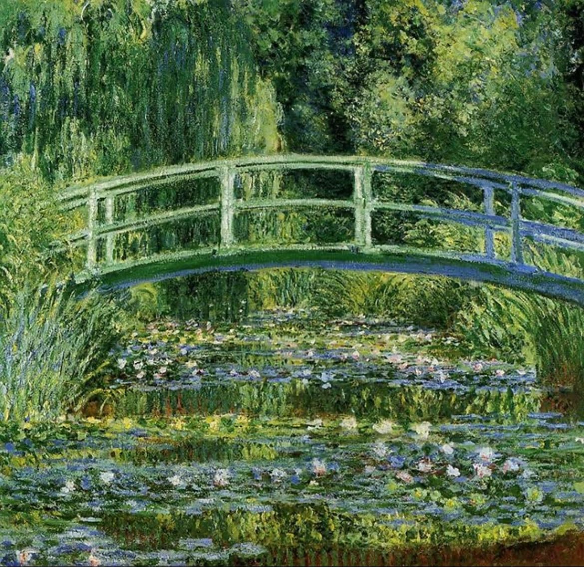 Bridge over a Pond of Water Lilies - 1889 - Paintings inspired by the Giverny Aquatic Park in France. The original canvas is currently in the Metropolitan Museum of Art in New York.