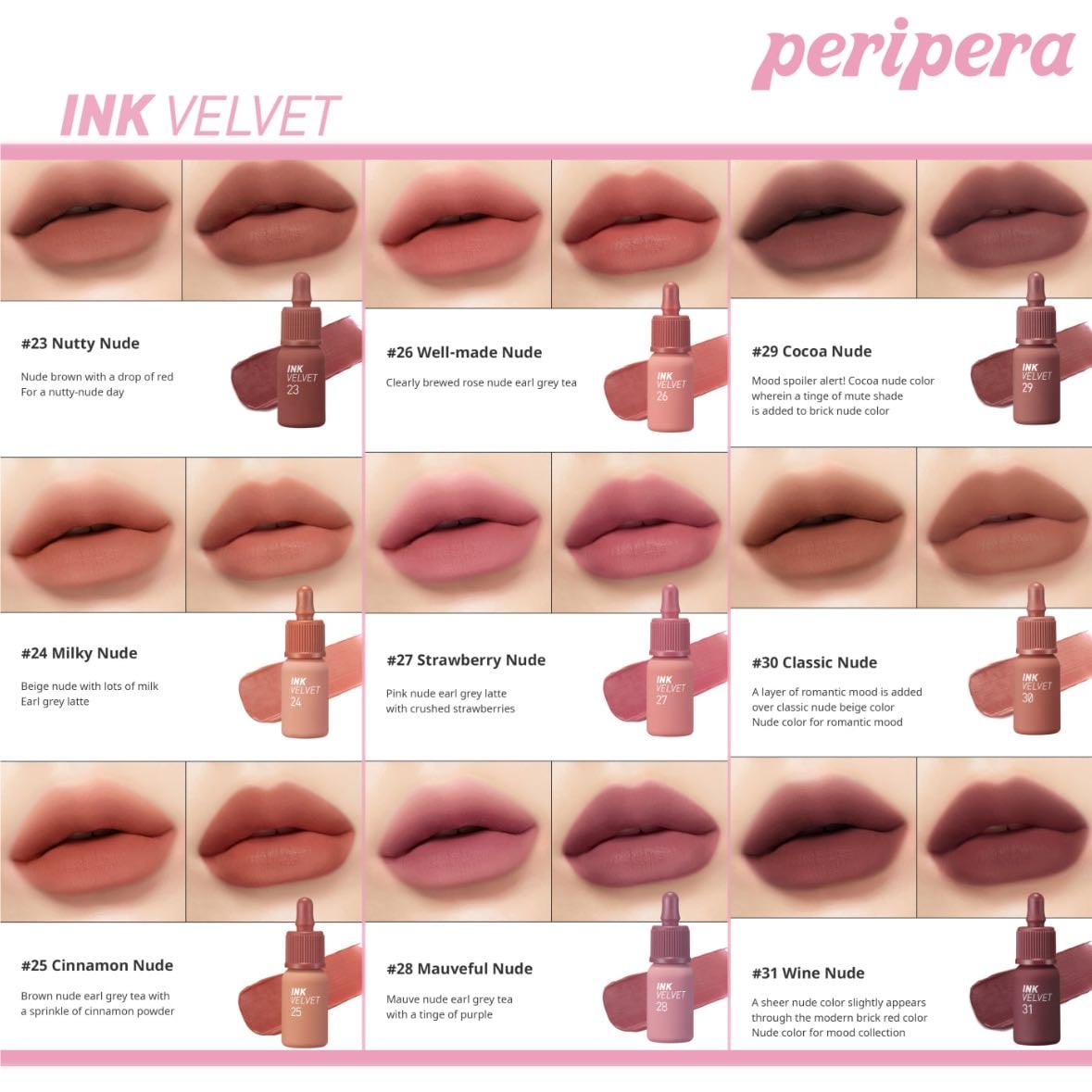 Peripera InkVelvet - Tono 17, 23 y 27
