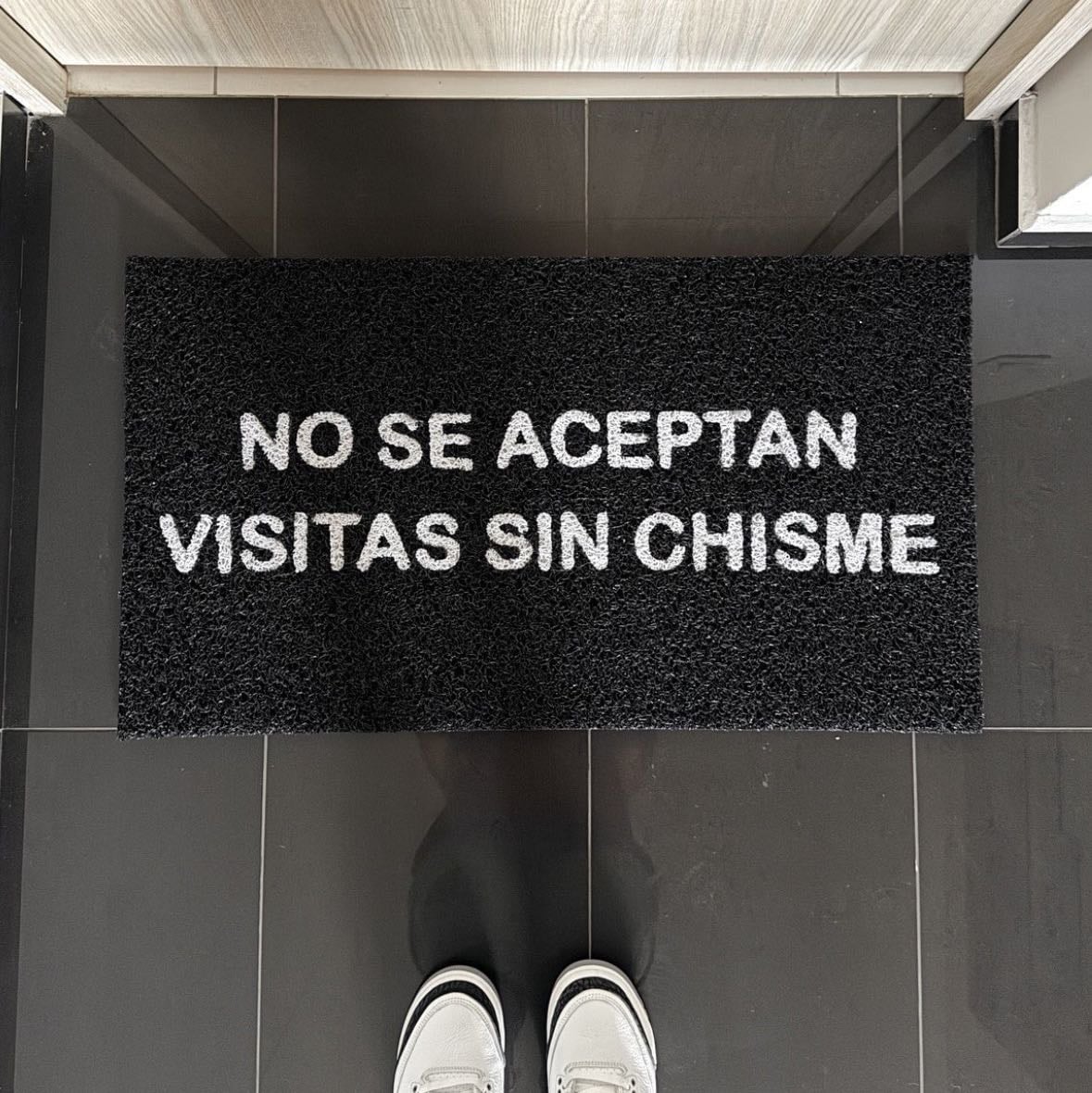 Alfombrita puerta - Tapete No se aceptan visitas sin chisme