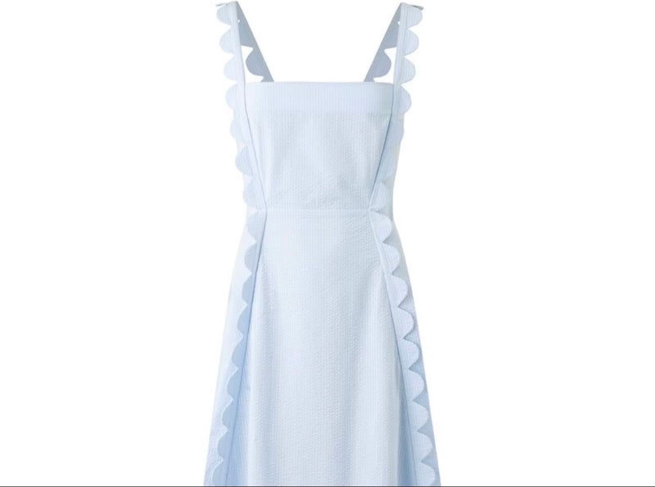WIGGY KIT Apron Dress - in Blue Seersucker