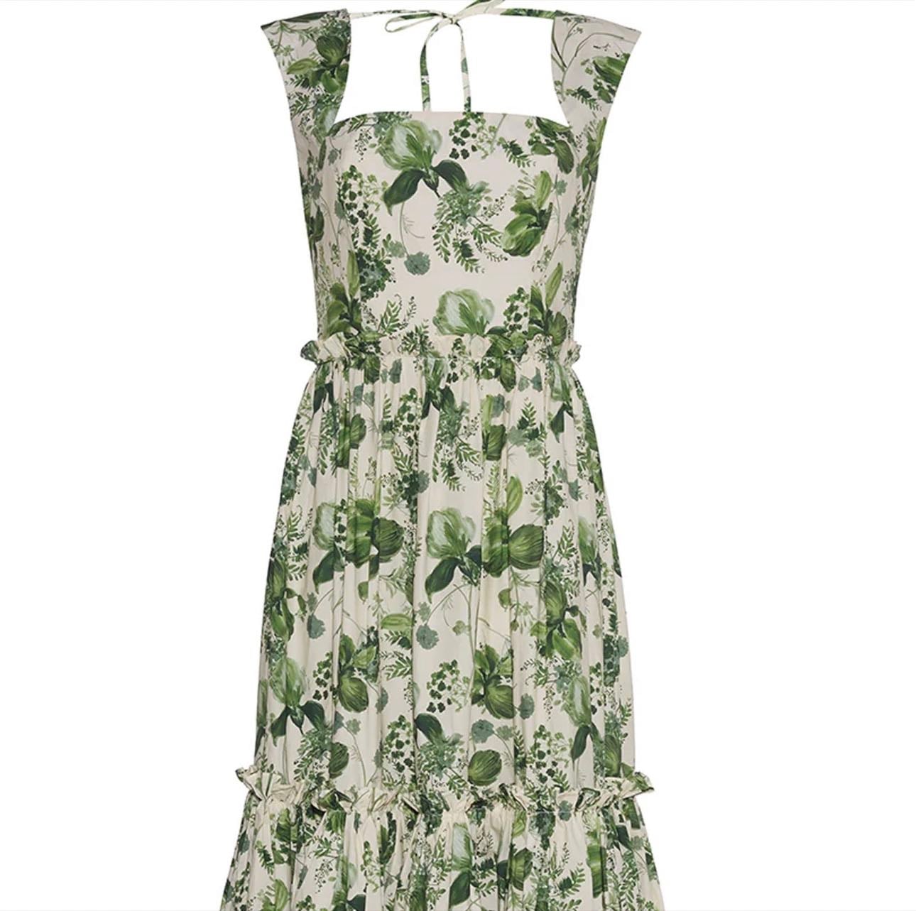 CARA CARA Claire Dress - in Olive Hanging Orchids