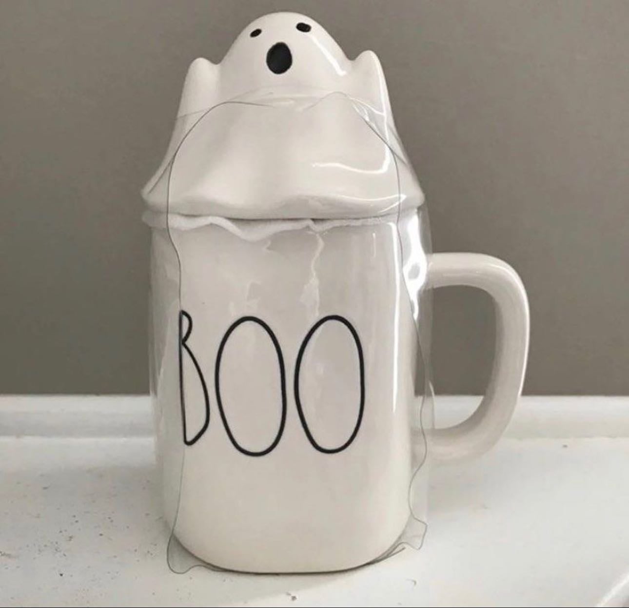 RAE DUNN Ghost Topper Mug