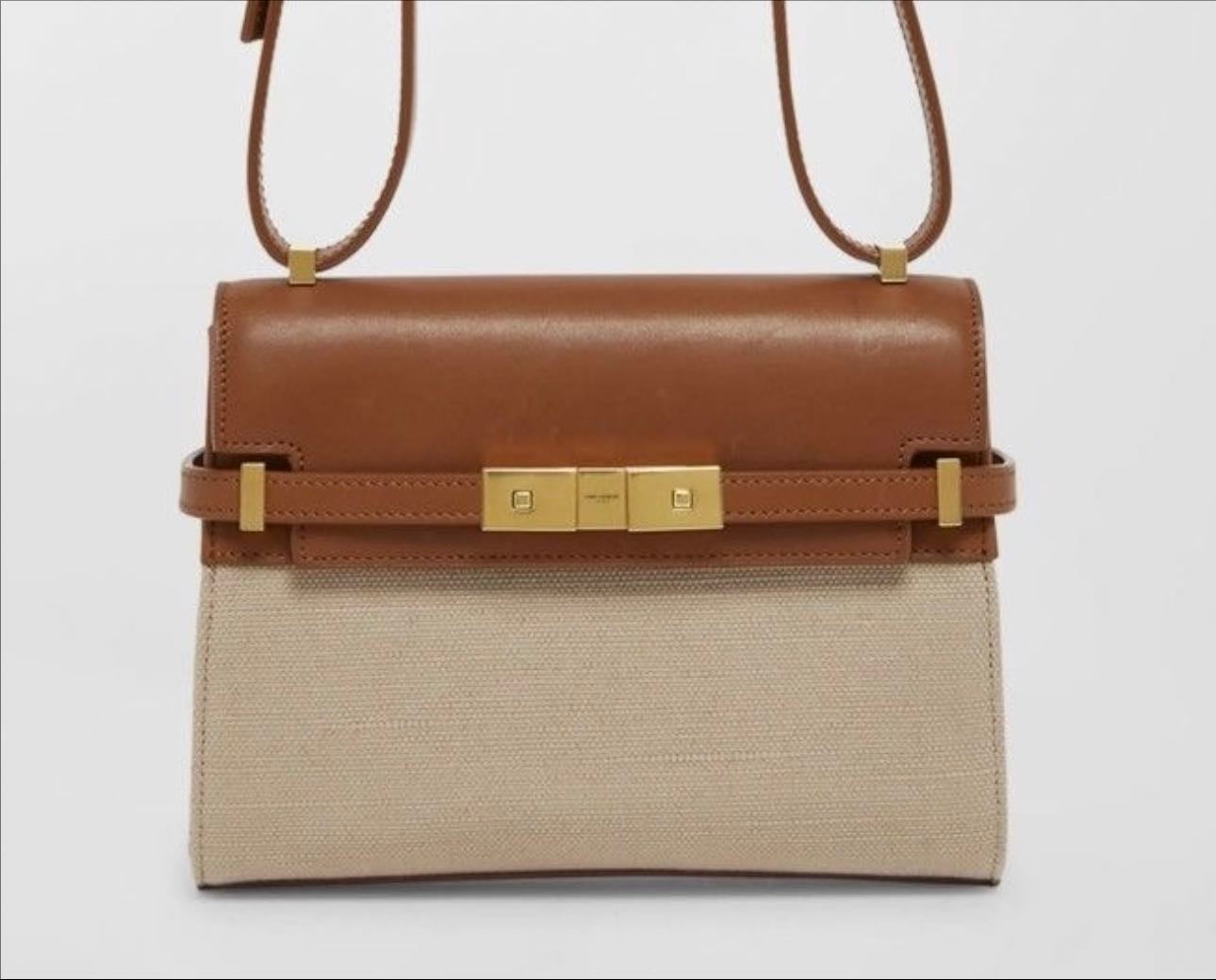 SAINT LAURENT Le Manhattan Bag - in Beige Canvas and Camel